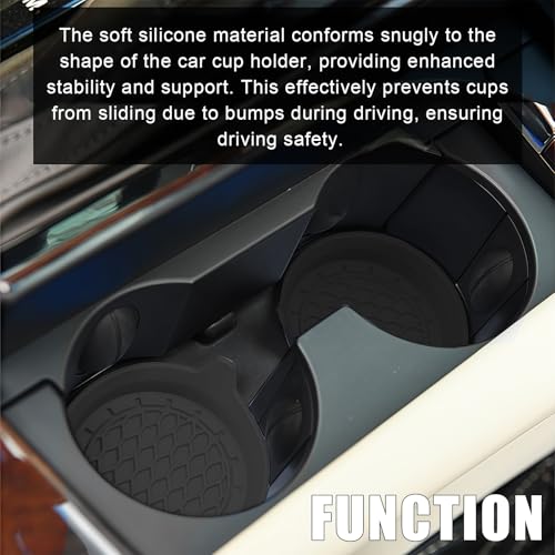 Car Cup Coasters, Silicone Cup Holder Insert (4 Pack) with Soft Bristle Cleaning Brush (2 Pack), Non-Slip Honeycomb Spill Guard Car Interior Accessories, Universal for SUV, Sedan, Truck (Black) - size: Style 1