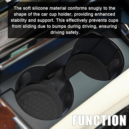 Car Cup Coasters, Silicone Cup Holder Insert (4 Pack) with Soft Bristle Cleaning Brush (2 Pack), Non-Slip Honeycomb Spill Guard Car Interior Accessories, Universal for SUV, Sedan, Truck (Black) - size: Style 1