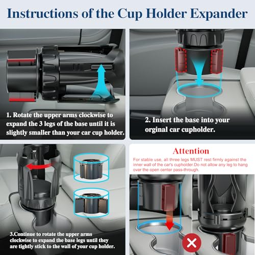Car Cup Holder Expander, Cup Holder Extender Adapter with Expandable Arm and Adjustable Base, Compatible with Yeti Ramblers, Hydro Flasks, Stanley, Owala Most Coffee Mugs Bottles & Cups (CUP-B-1pack) - size: CUP-B-1pack
