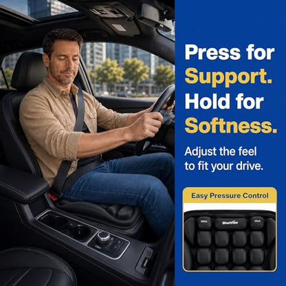 Car Seat Cushion for Long Drives, Pressure Relief Seat Pad with Built-in Pump, Adjustable Air Cell Cushion for Truck Drivers, SUV, Office Chair and Wheelchair - color: Dark