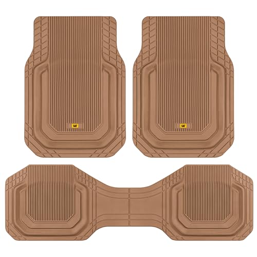 Cat® ToughLiner™ Car Floor Mats - Heavy Duty Trim to Fit Mat for Trucks - Car Mats & SUV Floor Liners for Car - All-Weather Truck Accessories & Odorless Rubber Automotive Mats - Beige - color: Beige, style: ToughLiner Deep Dish