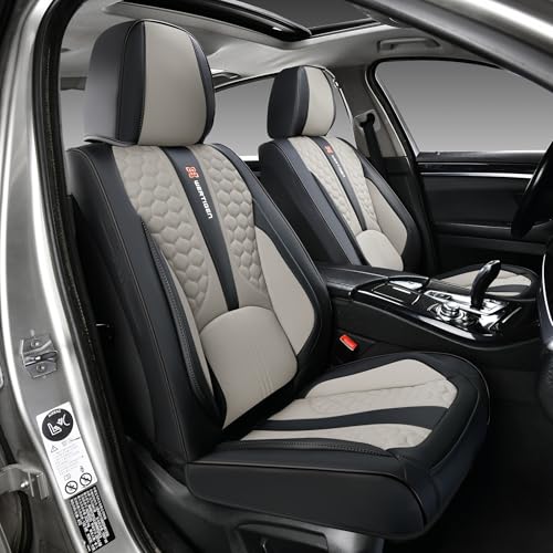 for Nissan Rogue 2008-2026 Car Seat Covers, Black and Gray Car Seat Covers, Premium Leather, 5 Piece Full Set, Anti-Slip, Waterproof, Suitable for All Seasons - color: Luxury_Black and Gray