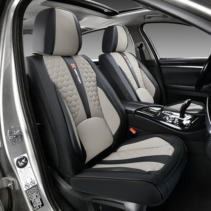 for Nissan Rogue 2008-2026 Car Seat Covers, Black and Gray Car Seat Covers, Premium Leather, 5 Piece Full Set, Anti-Slip, Waterproof, Suitable for All Seasons - color: Luxury_Black and Gray