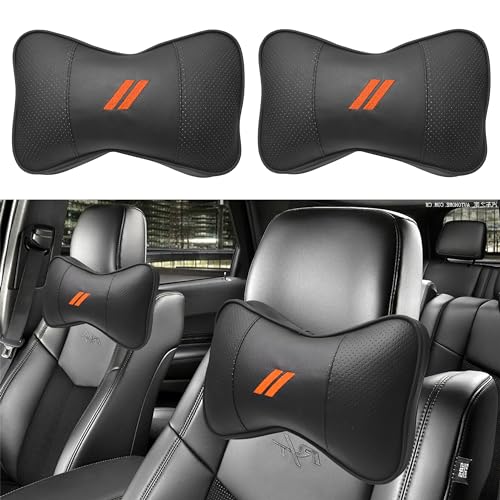 YOSRTER 2 PCS Neck Pillow for Dodge Charger Challenger Durango Journey Universal Fit to All Dodge Comfortable Soft Driving Seat Headrest Pillow Neck Support for Dodge Accessories（Orange Trim） - color: Orange Trim