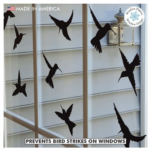 9-Pack Black Silhouette Hummingbird Window Clings for Glass Safety on Windows, Doors and Transparent Panels. Window Decals to Prevent Bird Strikes on Glass. Made in America. - size: 9 Count Black Hummingbirds