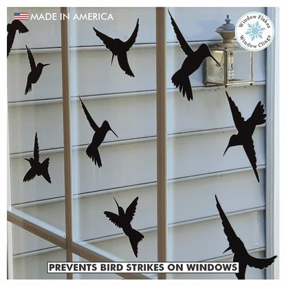9-Pack Black Silhouette Hummingbird Window Clings for Glass Safety on Windows, Doors and Transparent Panels. Window Decals to Prevent Bird Strikes on Glass. Made in America. - size: 9 Count Black Hummingbirds