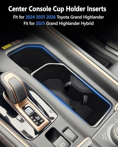 Cup Holder Inserts for Toyota Grand Highlander Accessories 2026 2025 2024, Non-Slip TPE Center Console Protector Organizer to Prevent Spills & Scratches for 2025 2026 Grand Highlander Hybrid - size: For 2024-2026 Grand Highlander