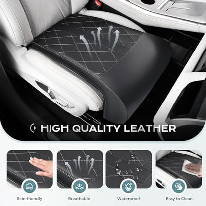 Coverado Car Seat Extender Leg Support, Leather Leg Extender Cushuin for Car Seats, Waterproof Car Seat Cushions Universal Fit for Most Vehicles (Black)