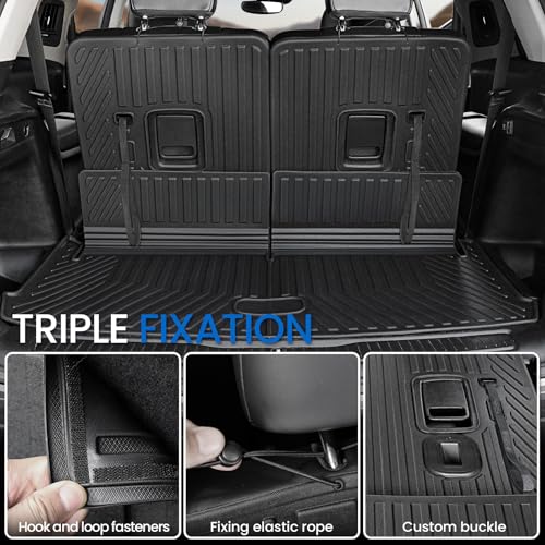 Cargo Mat Backrest Mats for 2021-2025 2026 Jeep Grand Cherokee L (3rd Row Manual & Power Fold), All Weather TPE Trunk Mat Cargo Liner Car Accessories (L | Cargo Mat+3rd Row Backrest Mats) - style: Grand Cherokee L | 2021-2026 | Cargo Mat+3rd Row Backrest