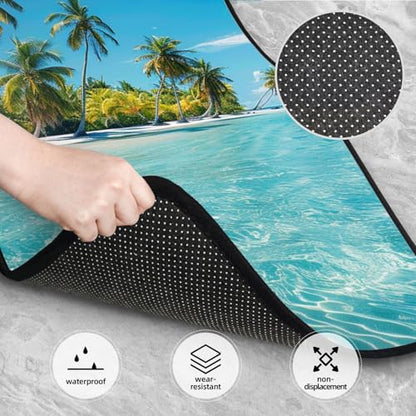 Universal Fit Car Floor Mats, Tropical Beach Islands Summer Ocean Palm Tree Picture Set of 4pcs Car Carpet Fit for SUV, Vans, Sedans, Trucks - color: Tropical Beach Islands
