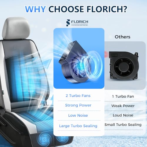 Upgraded Cooling Car Seat Cover Front Seat with Blowing&Suction, 12V-24V Ventilated Car Seat Cushion with 2 Turbo Fans, 3-Speed Adjustable Universal Fit Breathable Car Cushion for Summer Driving-Gray - color: 2 Turbo Fans-Gray