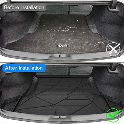 KUST Trunk Cargo Mat for 2011-2023 Dodge Charger & Chrysler 300, TPE Rubber Cargo Liner Rear Trunk Accessories All Weather Protection Raised Edge - style: Charger 2011-2023 │ Trunk Mat