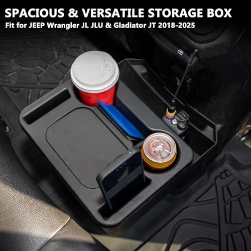Trash Can with Cup Holder for Wrangler JL JLU & Gladiator JT, Large Rear Storage Organizer with Cup Holder & Phone Holder Multi-Function Jeep Accessories for Wrangler JL JLU & Gladiator JT 2018-2025