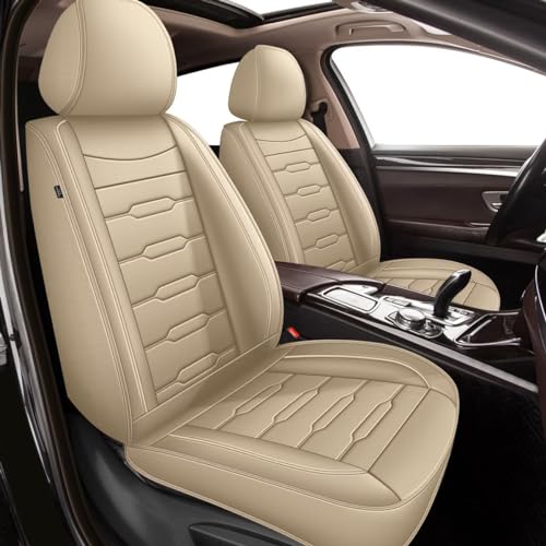 2 Front Seat Cover Custom Fit for Cadillac XT5 2017 2018 2019 2020 2021 2022 2023 2024 2025 2026 Faux Leather Car Seat Covers Compatible Airbag XT5 Seat Protector Vehicle Cushion Covers Beige
