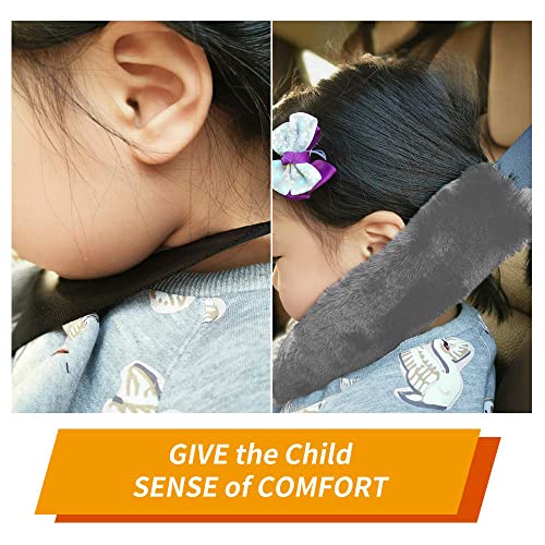 4Pack Seatbelt Covers for Kids,Seat Belt Cushion Cover,Infant Baby Car Seat Neck Shoulder Strap Pads,Soft Newborn Carseat Stroller Straps Covers Accessories(Grey) - color: Grey