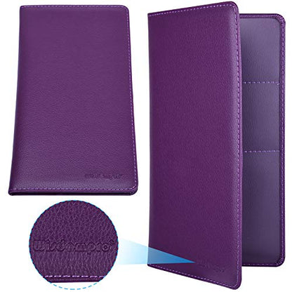 Wisdompro Car Document Holder Organiser, PU Leather Vehicle Insurance and Registration Holders Wallet Case for ID Card, Driving Licence, Key Contact Information Cards - color: Purple