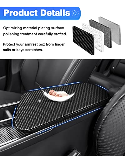 Autorder Center Console Cover for Kia EV6 2022-2026 Accessories Carbon Fiber Armrest Cover Anti-Scratch Middle Console Pad Leather Armrest Protector - size: 2022-2026 Kia EV6