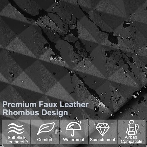CAR PASS 2 Pack Leather Bottom Car Seat Covers Front Seat Cushion Cover, Anti-Slip and Wrap Around the Bottom, Car Seat Protector Universal Fit for Most Cars, SUVs, and Trucks, 2Pcs Black