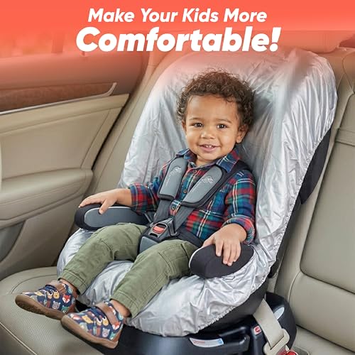 EcoNour Baby Car Seat Sun Shade Cover | Infant Carseat Heat Protector Keeps Toddler Seat at a Cool Temperature | Reflective car seat Sunshade Blocks Out Heat | Baby Travel Accessories - color: Silver