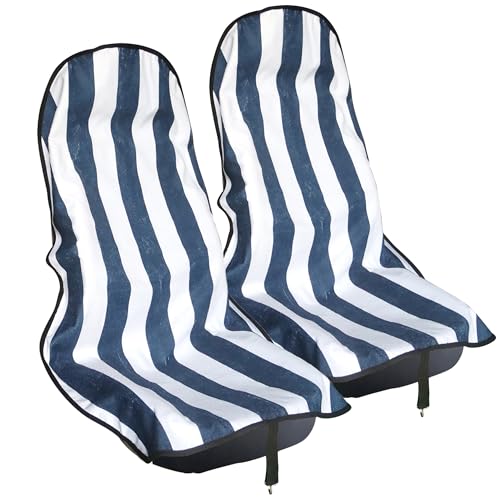 Car Seat Cover Protector Front Seats,for Gym Workout,Running,Swimming,Beach and Hiking,Waterproof Sweat Towel Bucket Seat Covers for Cars SUV Trucks (Blue Stripe, 2Pcs) - color: Blue Stripe, size: 2Pcs Front Seat Towel