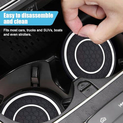 2PCS Car Cup Holder Coasters, 2.75 Inch Auto Non-Slip Anti Dust Cup Mats, Console Cup Holder Insert Coaster Auto Insulated Mats, Universal Interior Accessories for Most Cars (White) - color: White