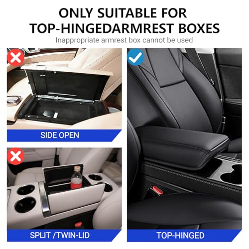 Upgraded Car Center Console Cover,PU Leather Car Armrest Cover Cushion Contains High Elasticity Sponge with 2 Storage Bags Tissue Box (Black-A) - color: BLACK-A