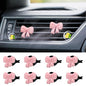 8 PCS Coquette Pink Bow Car Air Freshener Vent Clip, Cute Aesthetic Cars Scent Air Fresheners Vent Clips Decorations, Automotive Interior Accessories for Women Girl