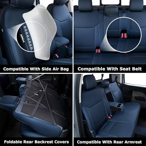 Leather Seat Covers Custom Fit for Maverick 2022-2026, Compatible with XL, XLT, Lobo, Lariat, Tremor Model - Armrest Covers Included - Faux Leather, Fully Covered, Fit Like a Glove