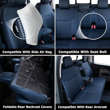 Leather Seat Covers Custom Fit for Maverick 2022-2026, Compatible with XL, XLT, Lobo, Lariat, Tremor Model - Armrest Covers Included - Faux Leather, Fully Covered, Fit Like a Glove