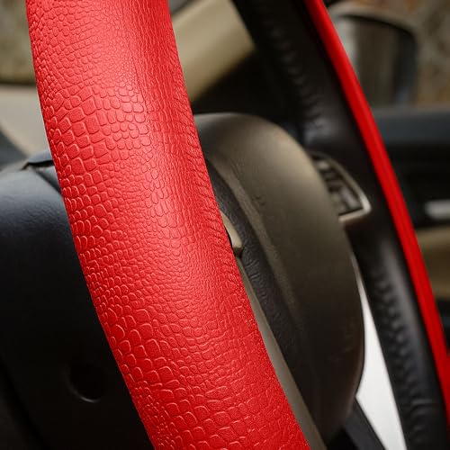 FH Group Universal Fit Silicone Snake Pattern with Massaging Grip Steering Wheel Cover fits most Cars, SUVs, Trucks, and Vans Red - color: Red