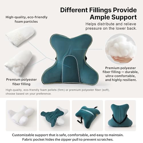 Lumbar Support Pillow (Pat. Pend) for Car Seat, Office Chair, Couch & Recliner, Ergonomic Back Support for Chair, Lower Back Pain Relief, with Adjustable Strap to Stay in Place, Slate Blue - color: Slate Blue