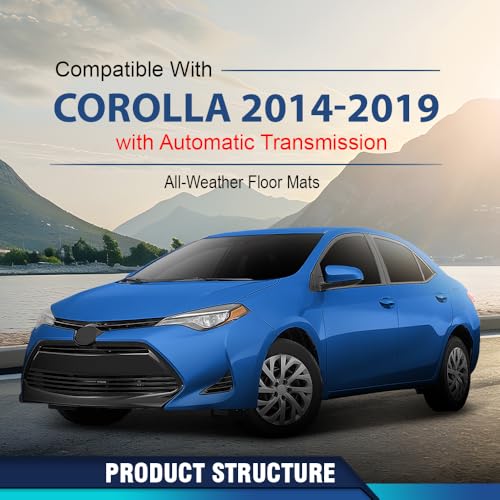 PIT66 TPE Floor Mats Compatible with 2014-2019 Toyota Corolla (Heavy Duty) 1st & 2nd Row All Weather Cover Protection Cargo Liners alfombras para carro - size: Fit Toyota Corolla 2014-2019 | 3PCS