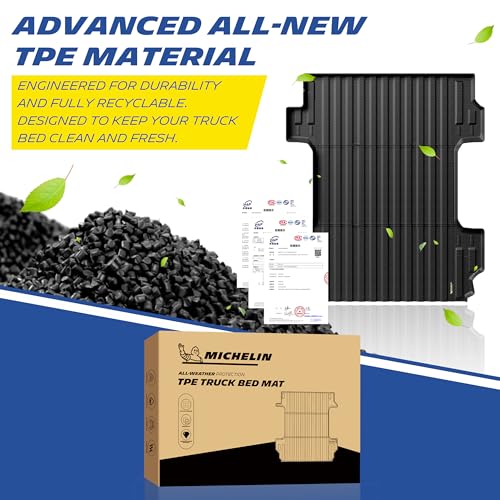 MICHELIN Truck Bed Mat for 2019-2026 Chevy Silverado/GMC Sierra 1500 6.6 FT / 79.4" Only (Not Fit Optional CarbonPro Bed), All-Weather Truck Bed Liner, Custom Fit, Durable TPE Bedliner, Non-Slip - size: 2) Silverado/Sierra 1500 | 19-26 | 6.6 FT
