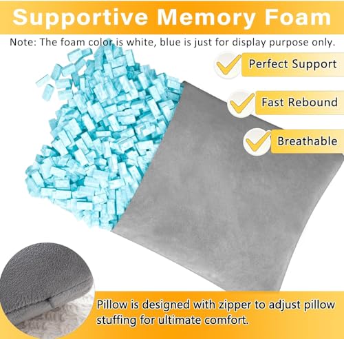 1 MIDDLE ONE 2 Pack Small Pillow, Memory Foam Mini Pillow 11 X 7 Inches for Travel, Sleeping, Nap and Neck, Knee, Lumbar Support, Tiny Cushion for Pet, Dogs (Grey) - color: Grey, size: 11x7 inch