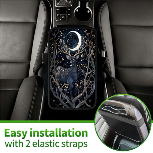 Universal Auto Center Console Pad and 2Pcs Car Coasters Set, Anti Slip Soft Neoprene Car Armrest Seat Box Cover Protector Universal Fit - Car Interior Accessories, Moondeer - color: 493