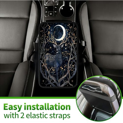 Universal Auto Center Console Pad and 2Pcs Car Coasters Set, Anti Slip Soft Neoprene Car Armrest Seat Box Cover Protector Universal Fit - Car Interior Accessories, Moondeer - color: 493