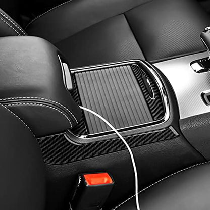 for 2011-2023 Dodge Charger / 2015-2023 Chrysler 300 Accessories Center Armrest Box Cover Decals Carbon Fiber Stickers - color: 4pcs Armrest Storage Box