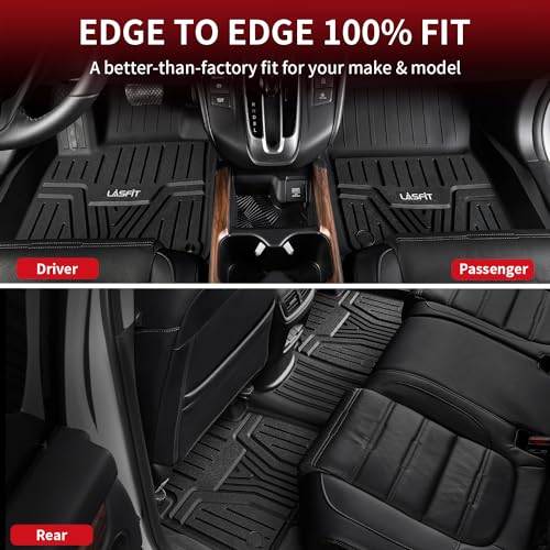 LASFIT Floor Mats and Cargo Liner for Honda CR-V 2026 2025 2024 2023 (Gasoline & Hybrid & e:FCEV), All Weather TPE Car Trunk Mat (Upper Position), 1st & 2nd Row & Trunk Liner Full Set Black - style: 1）For Honda CR-V | 2023-2026 | Combo Set (Upper Position