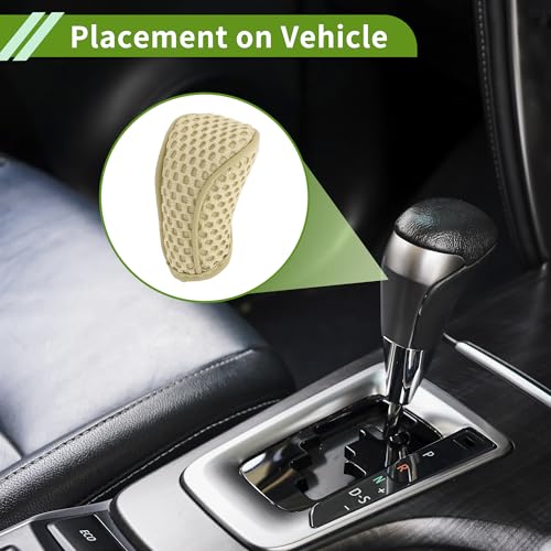 Universal Gear Shift Knob Cover Stick Shifting Handle Protector Manual Fabric 1Pc Anti-Slip Beige - color: Beige