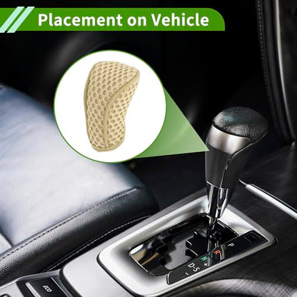Universal Gear Shift Knob Cover Stick Shifting Handle Protector Manual Fabric 1Pc Anti-Slip Beige - color: Beige