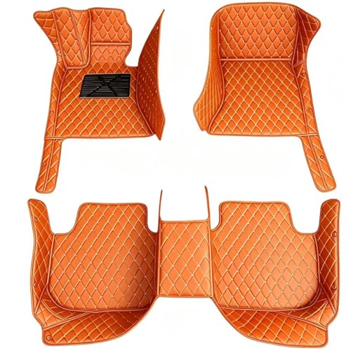 Custom Making Car Floor Mats Waterproof Anti-Slip Faux Leather Protection Floor. Auto Foot Pad Set Automobile Interior Carpet Accessories for SUV and Trucks (Orange) - color: Orange