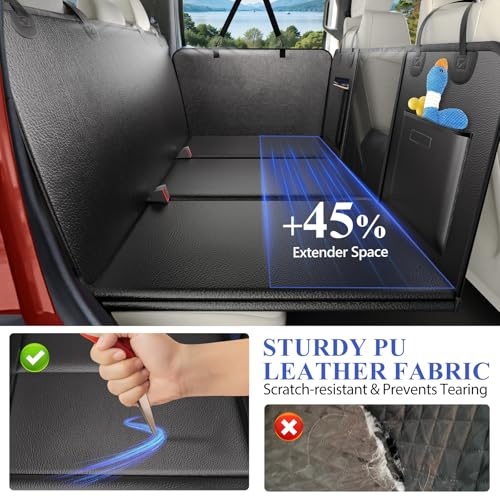 Back Seat Extender for Dogs Truck-Large Space, Hard Bottom PU Leather Dog Pet Seat Cover Back Seat, Anti-Scratch Dog Hammock for Crew Cab Trucks F150, RAM1500, Sierra, Tundra, Silverado - color: All Black, size: XL - For Full Size Truck / Full Size SUV