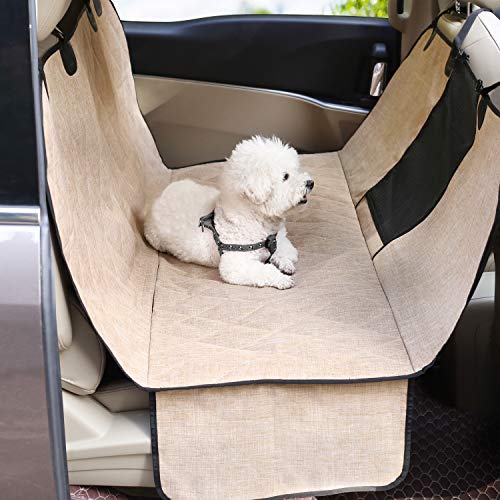 VIVAGLORY Dog Seat Cover Easyhammock Dog Hammock, Seat Cover for Car SUV & Truck, Back Backseat Split Hair Resistant Protector for Pet, Large, Heather Khaki - color: Heather Khaki, size: Large (width 56")