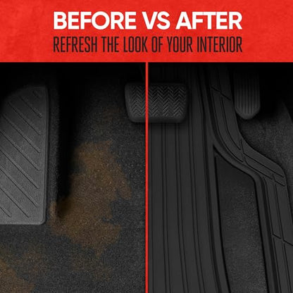 Motor Trend Rubber Car Floor Mats - Durable, All Weather Protection with Non-Slip Backing, Two Tone Accent - For Front and Rear, Black & Gloss Black - color: Black & Gloss Black