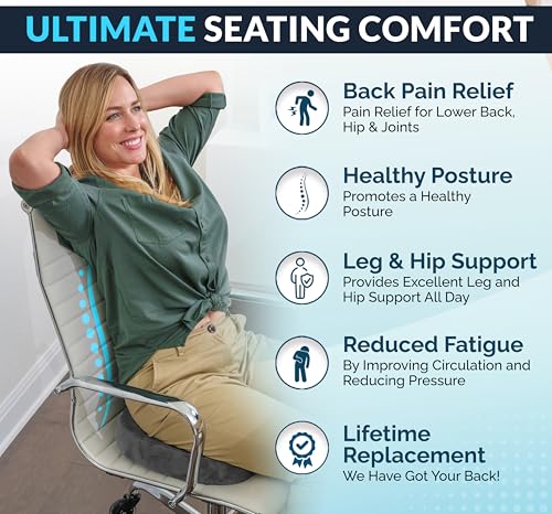 ComfiLife Premium Gel & Memory Foam Seat Cushion – Doctor Recommended Office Chair Cushion, Car Seat Cushion – Chair Cushions for Back & Sciatica Pain Relief – Seat Cushions for Office Desk (Charcoal) - color: Charcoal, size: Large