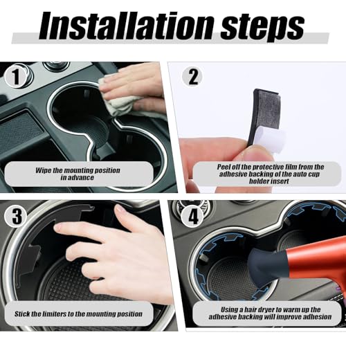 Car Cup Holder Limiter, 6Pcs Cupholder Insert for Car, Silicone Stabilizer for Water Bottles & Travel Mugs, Secure Fit with Anti-Slip Base, Universal for Most Vehicles (Black)