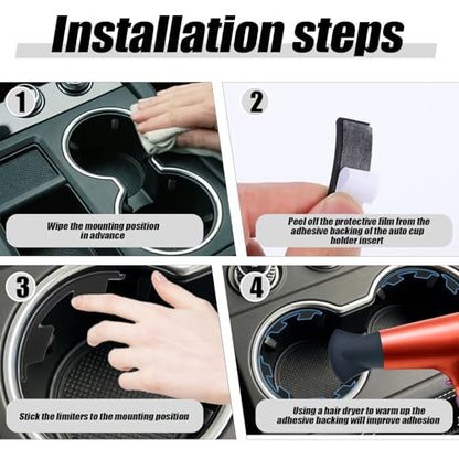 Car Cup Holder Limiter, 6Pcs Cupholder Insert for Car, Silicone Stabilizer for Water Bottles & Travel Mugs, Secure Fit with Anti-Slip Base, Universal for Most Vehicles (Black)
