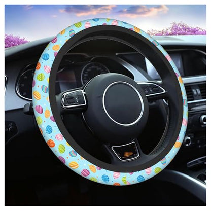 Swono Easter Eggs Steering Wheel Cover, Colorful Easter Eggs Breathable Auto Car Steering Wheel Cushion Case for Men Universal 15 Inch Steering Wheel Protection - color: Easter Eggs