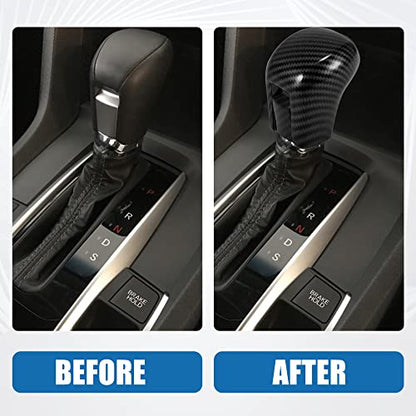 Gear Shift Knob Cover Automatic Transmission Lever Trim for Honda Civic 10th Gen 2016 2017 2018 2019 2020 2021 ABS Carbon Fiber Pattern Black