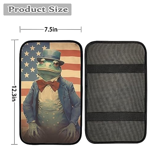 Car Center Console Pad, Universal Waterproof Car Armrest Seat Box Cover, Car Interior Accessories for Most Vehicle SUV Truck Vintage American Flag Gentle Frog Car Armrest Pad - color: vintage american flag gentle frog